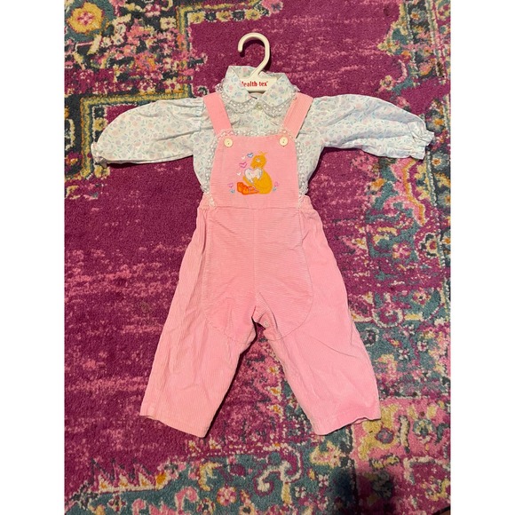70s RARE Sesame Street Big Bird Pink Corduroy Overalls